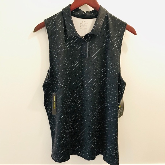 Nike Tops - NWT Nike Dri-Fit Print Sleeveless Golf Shirt Black